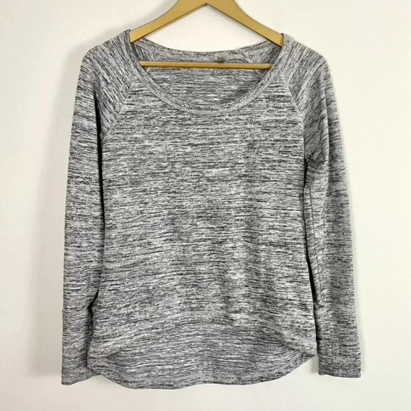 Athleta Gray Heathered High Low Long Sleeve Top - Picture 1 of 9